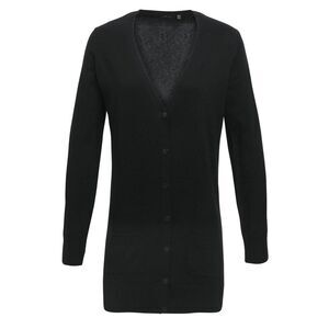 Premier Womens/Ladies Longline V Neck Cardigan / Black